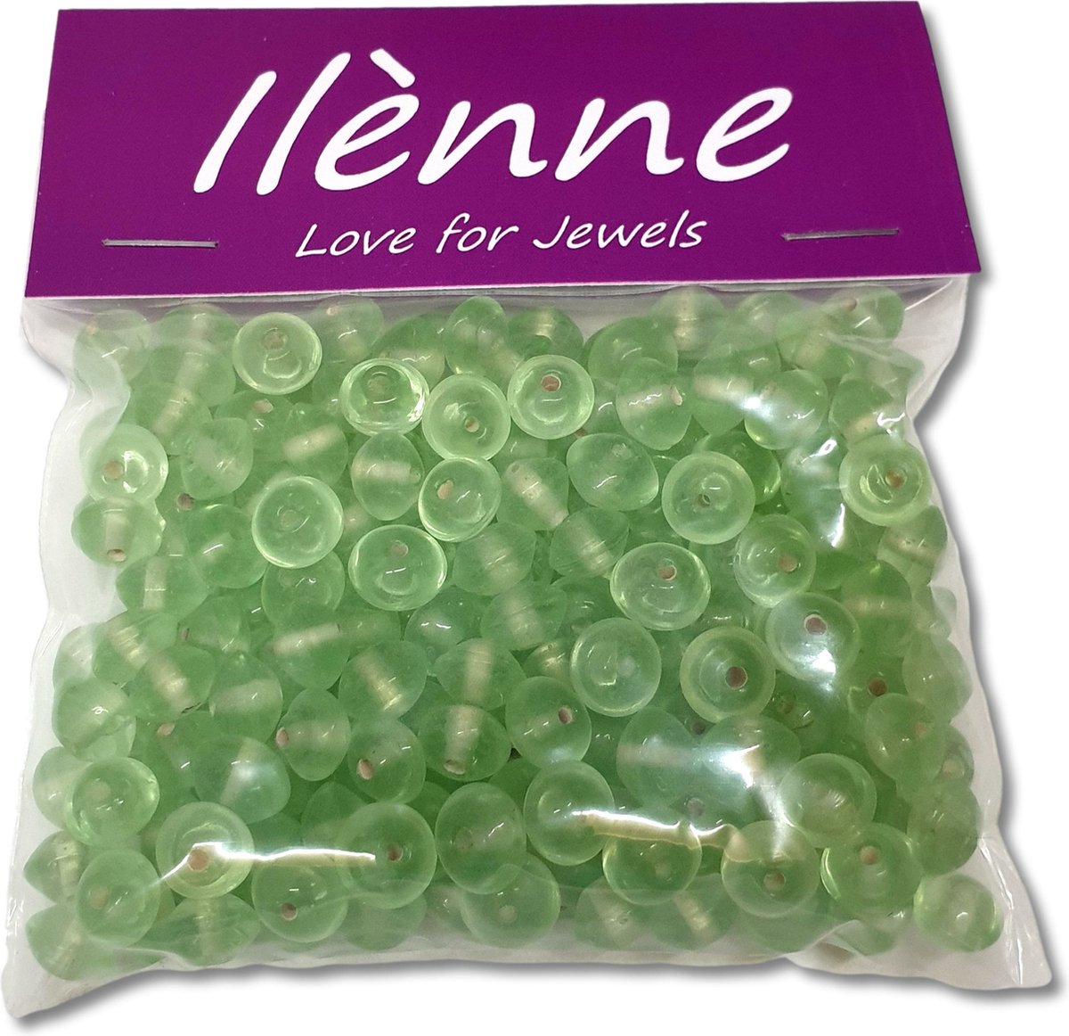 Ilènne - Glaskralen mint groen - plat ovaal - 9 x 6 mm - 125 gram - kralen hobby volwassenen