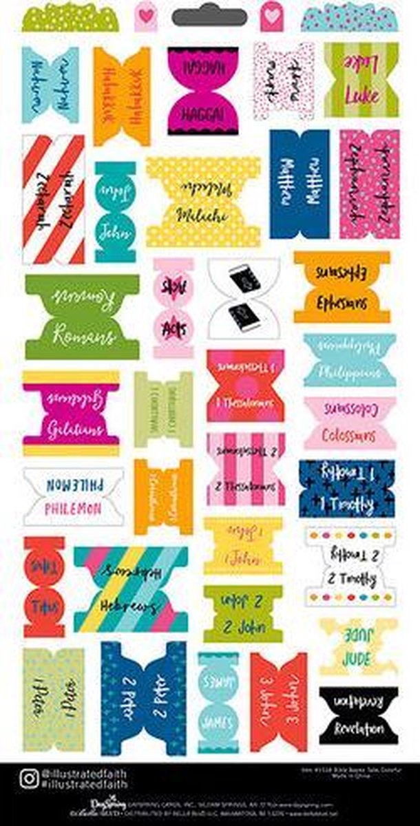 Bible book tabes Color - Cardst stickers Illustrated Faith - Basics