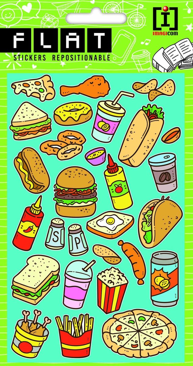   Stickervel Fast Food Junior 19 X 10 Cm Papier Beige