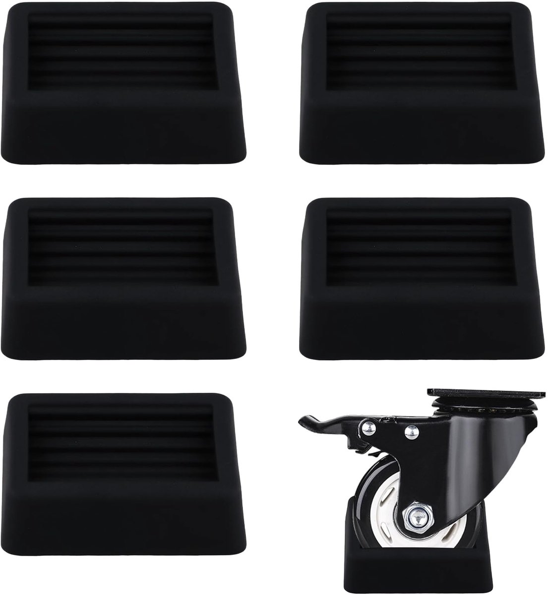 IMPERATORIS® Meubelonderzetter 5 stuks - Zwart - Vloerbescherming -  jes - Bankonderzetter - Stoelpootdoppen - Stoel Onderzetter