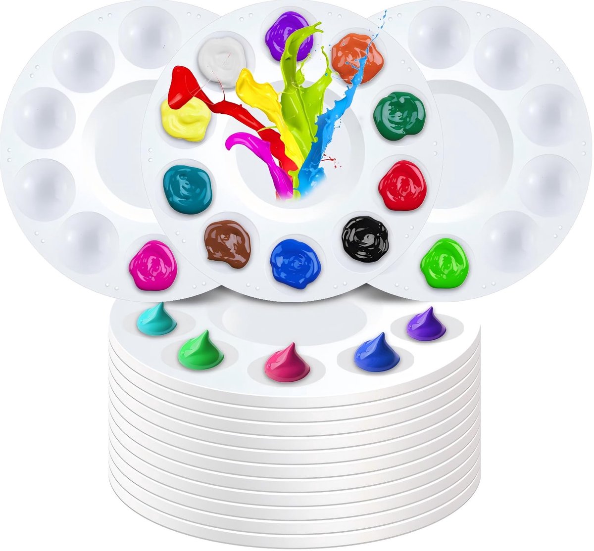 IMPERATORIS®   Kunststof – Verfpalet / Palet voor Schilderen – Verf Mengpalet – Voor Volwassenen en Kinderen – 18 Paletten