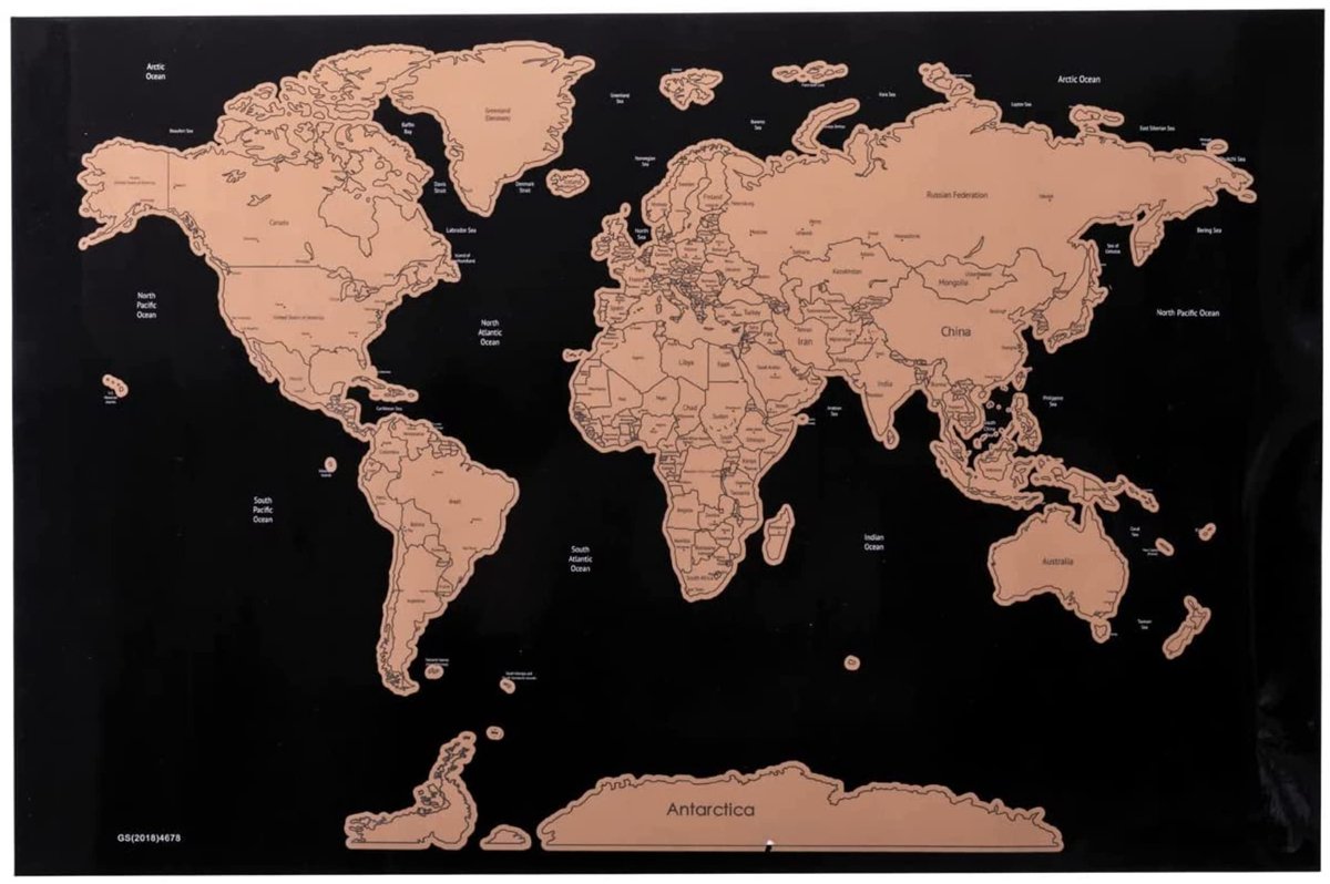 IMPERATORIS® Scratch  /World map - Kraskaart - Krasmap - Engels - 43 x 43 cm