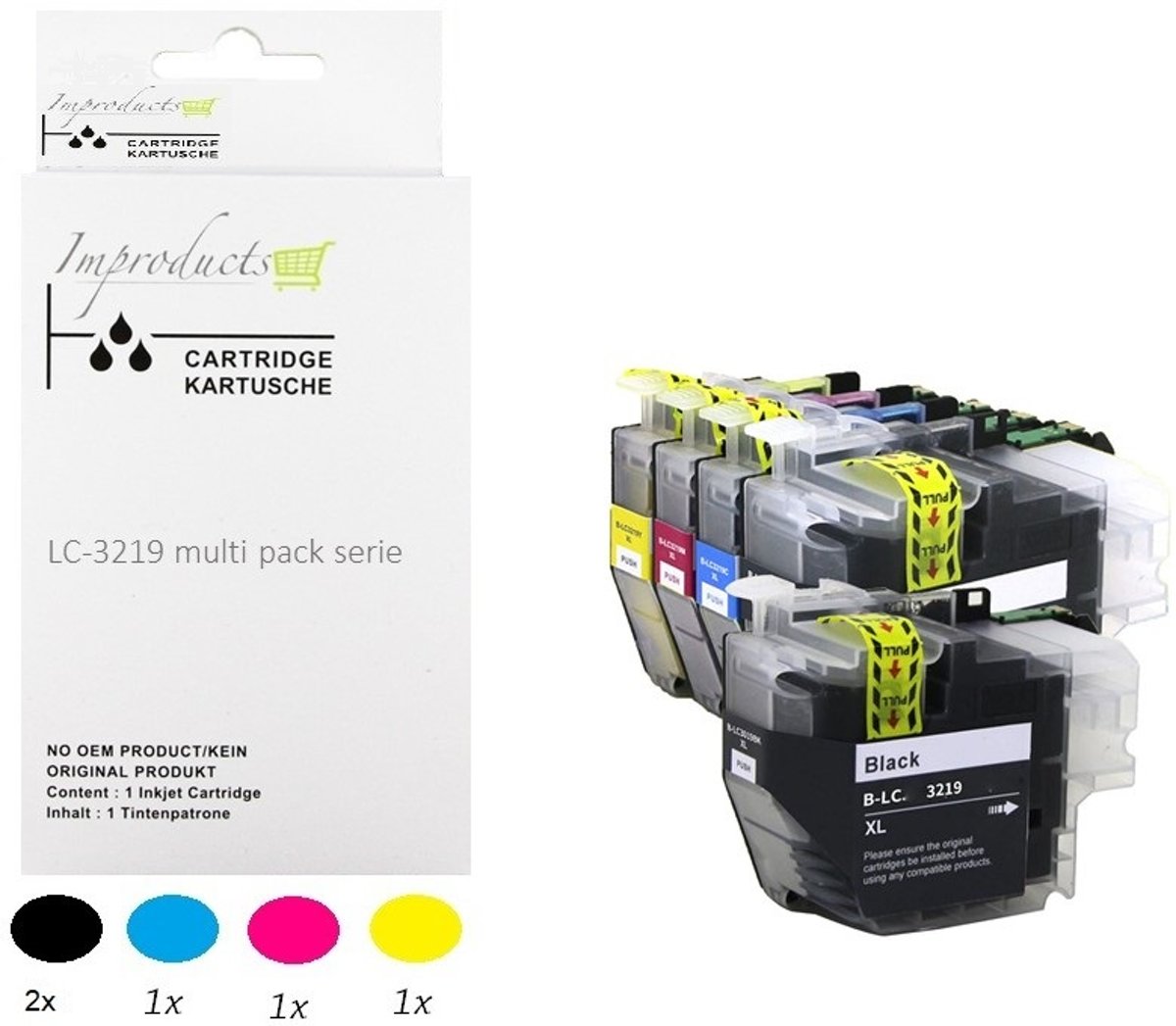 Improducts® Huismerk Inktcartridge Alternatief Brother LC3219/ LC-3219 / 3219 Inktcartridges Multipack van 5 Stuks (2x LC3219BK zwart, 1x LC3219C cyaan, 1x LC3219M magenta, 1x LC3219Y geel)