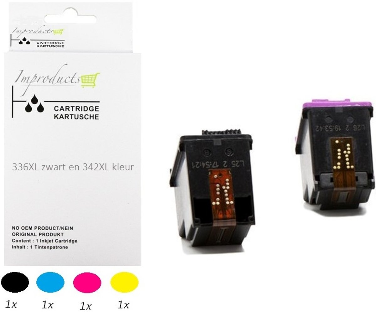 Improducts® Huismerk Inktcartridge Alternatief Hp 336 XL zwart (C9362EE) en Hp 342 XL kleur (C9361EE) Multi pack