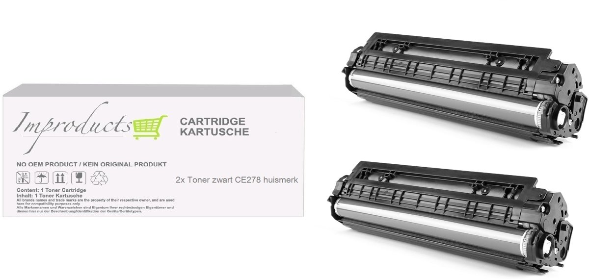 Improducts® Huismerk Toner Alternatief Hp 78A (CE278A) toner zwart hoge inhoud 2x toner zwart