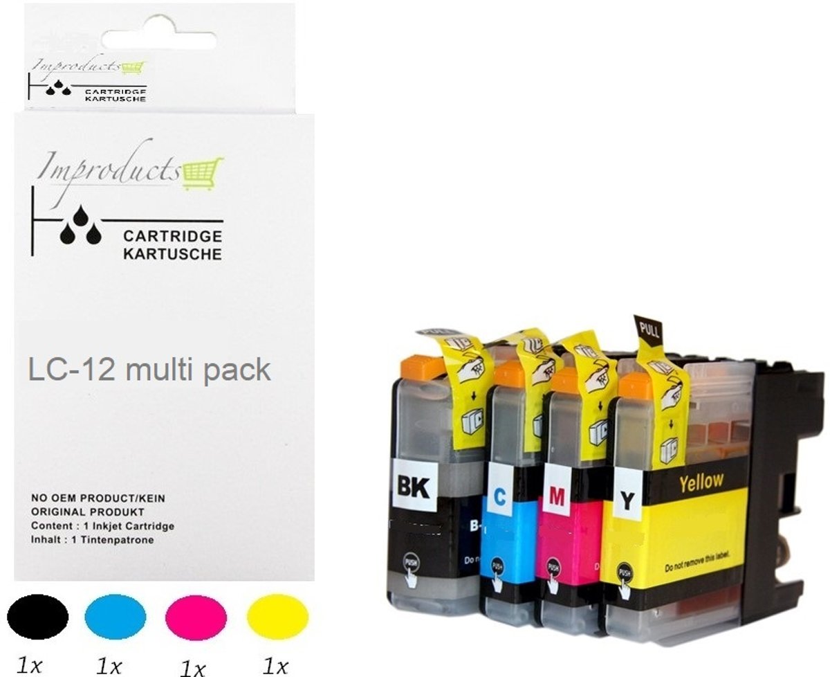 Improducts® Inkt cartridges - Alternatief Brother LC-12 / 12 / LC12  XL multi pack