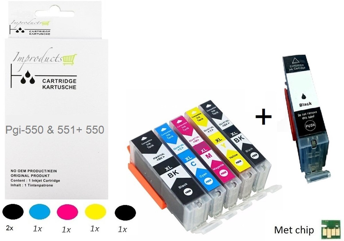 Improducts® Inkt cartridges - Alternatief Canon PGI-550 / CLI-551 XL multi pack + zwart