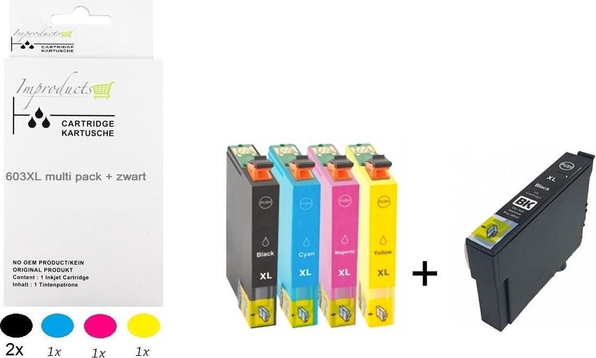 Improducts® Inkt cartridges Alternatief Epson T603XL / T603 603xl multi pack + zwart