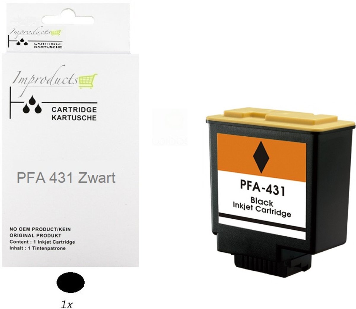 Improducts® Inktcartridge Alternatief voor Philips PFA-431 zwart inkt cartridge