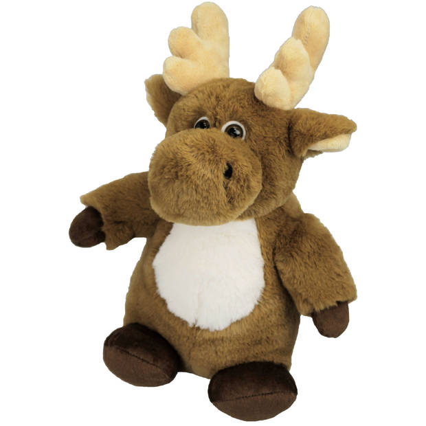 Inware pluche eland rendier knuffeldier - bruin - staand - 24 cm - Knuffeldier