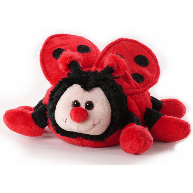 Inware pluche lieveheersbeestje knuffeldier - rood/zwart - staand - 20 cm - Knuffeldier