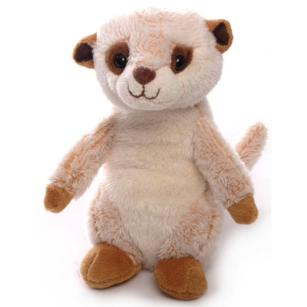 Inware pluche stokstaartje knuffeldier - beige - staand - 16 cm - Knuffeldier