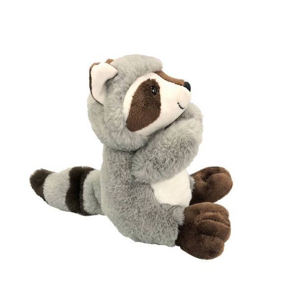 Inware pluche wasbeer knuffeldier - grijs/bruin - zittend - 21 cm - Knuffeldier