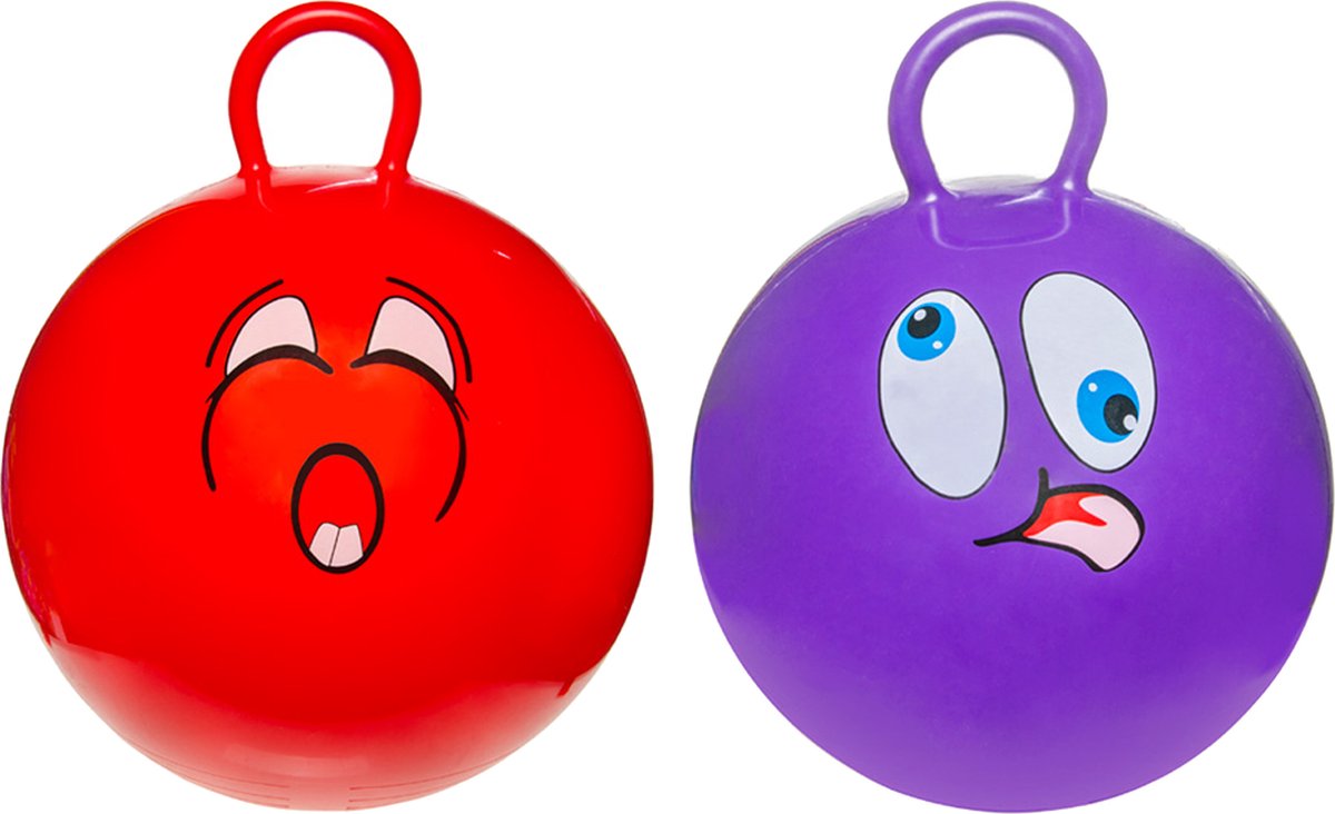 In Round Skippybal Set – ø 45 cm – Rood en Paars – 2 Skippyballen – Peuter – 3 Jaar – Buitenspeelgoed voor Jongens en Meisjes – Skippy Bal / Skippiebal – Speelgoed voor Kinderen