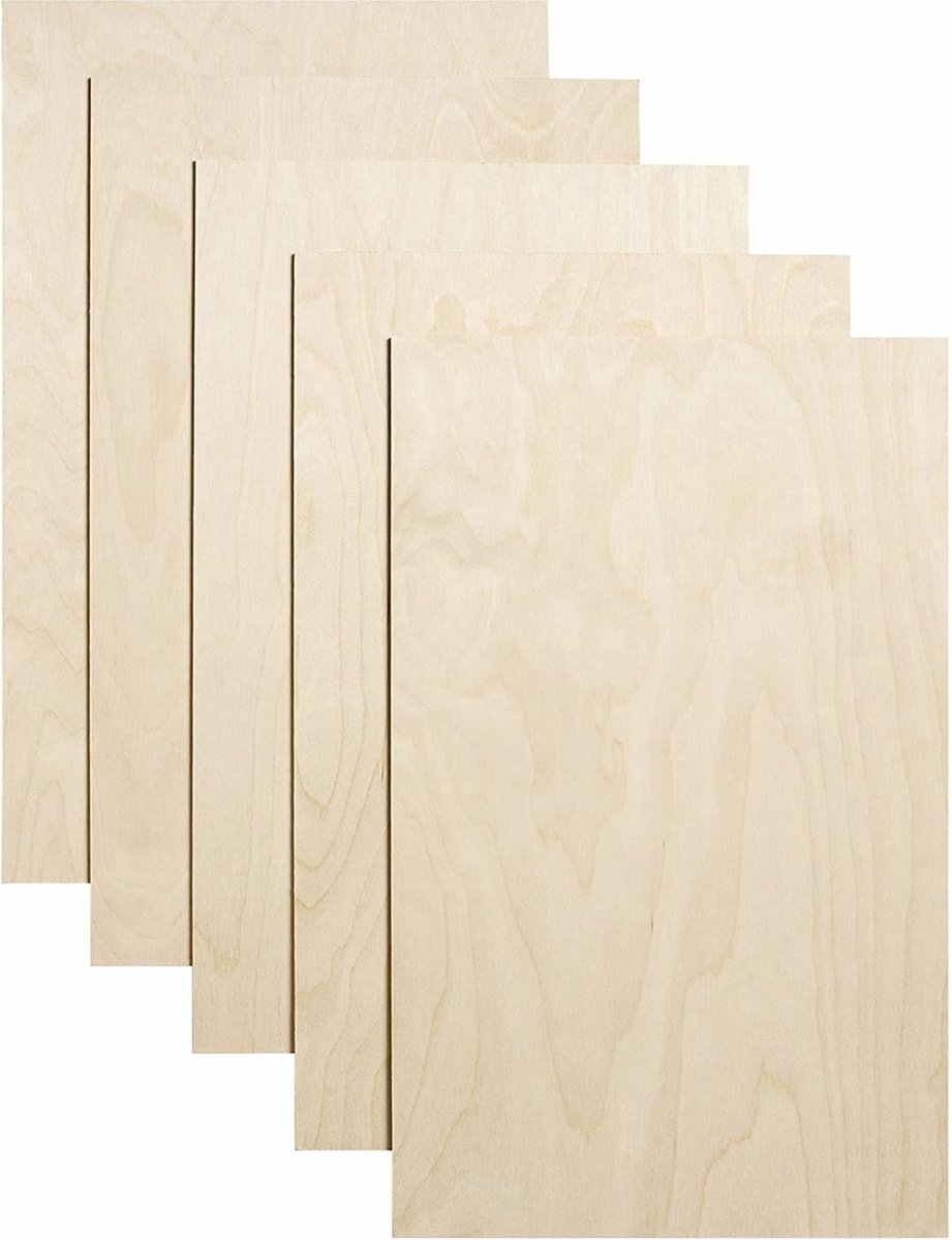 In to wood 3 mm Berken multiplex A4 - 10 stuks - 21 x 29,7 cm