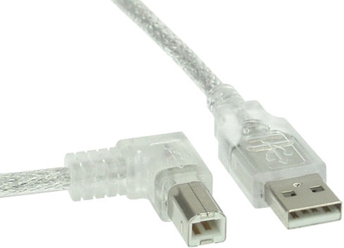 InLine 0.5m USB 2.0 AM/BM 0.5m USB A USB B Mannelijk Mannelijk Transparant USB-kabel