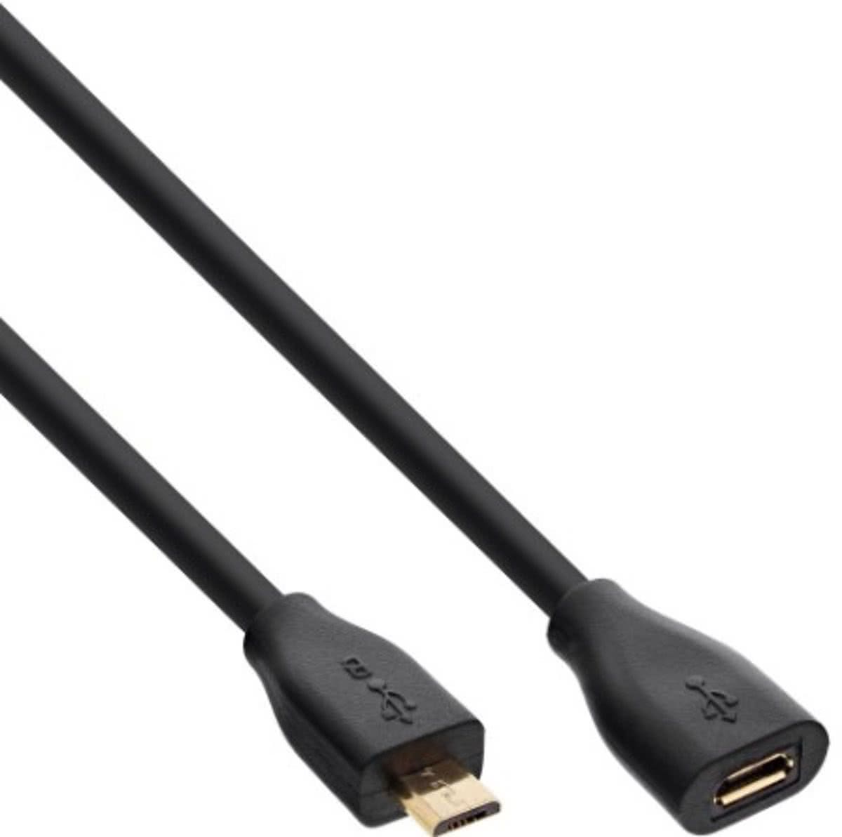 InLine 32715P 1.5m Micro-USB B Micro-USB B Mannelijk Vrouwelijk Zwart USB-kabel