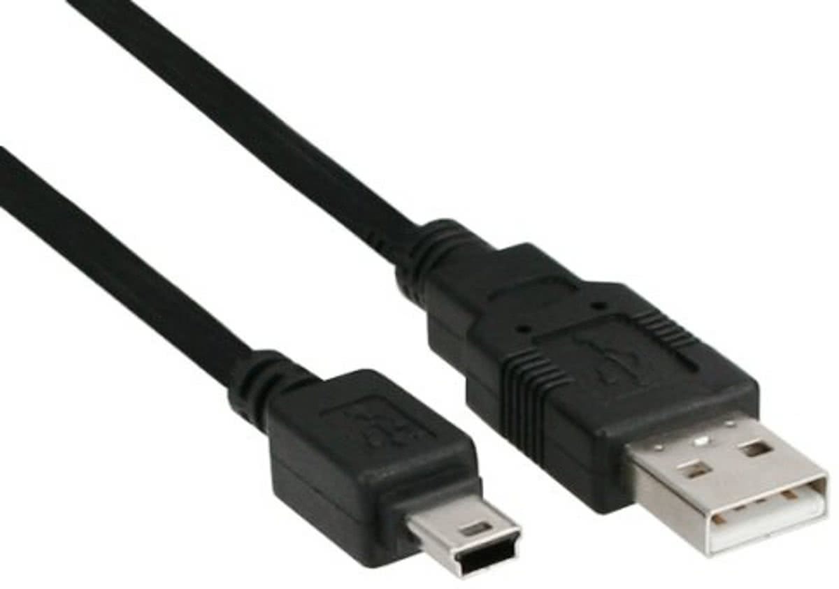 InLine 33107 2m USB A Mini-USB B Mannelijk Mannelijk Zwart USB-kabel