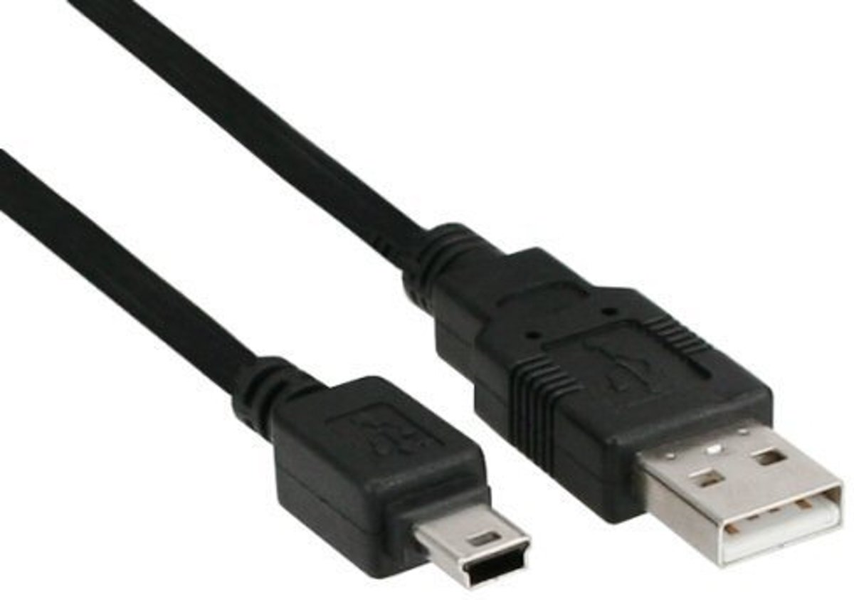 InLine 33107K 0.5m USB A Mini-USB B Mannelijk Mannelijk Zwart USB-kabel