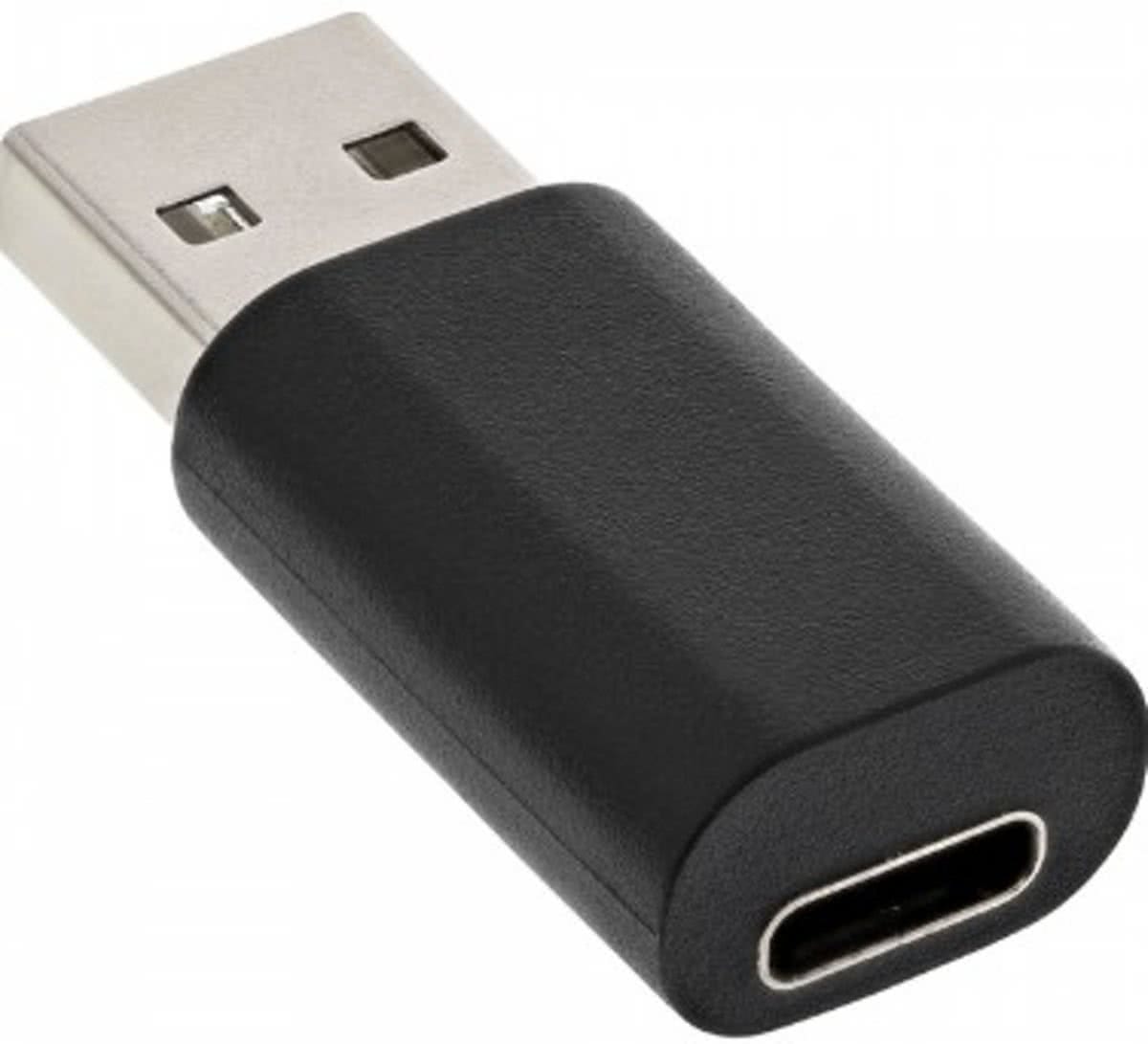 InLine 33301I USB A USB C Zwart kabeladapter/verloopstukje