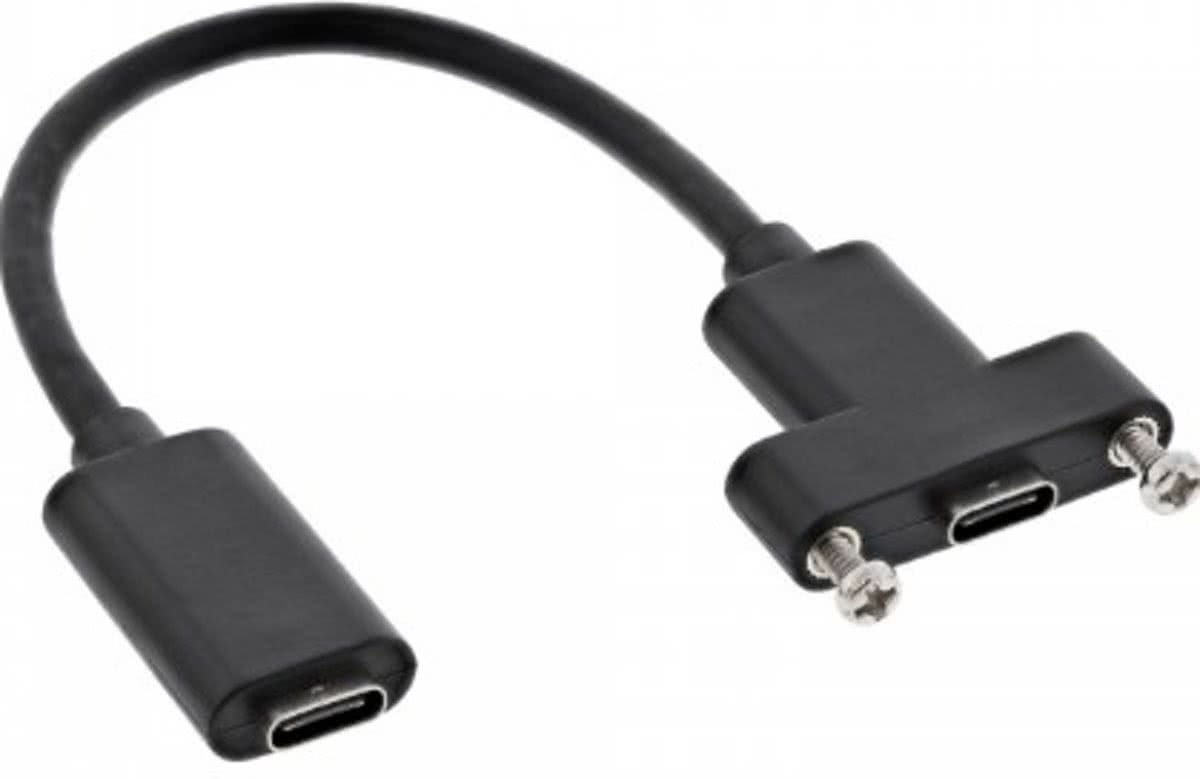 InLine 33441H 0.2m USB C USB C Vrouwelijk Vrouwelijk Zwart USB-kabel