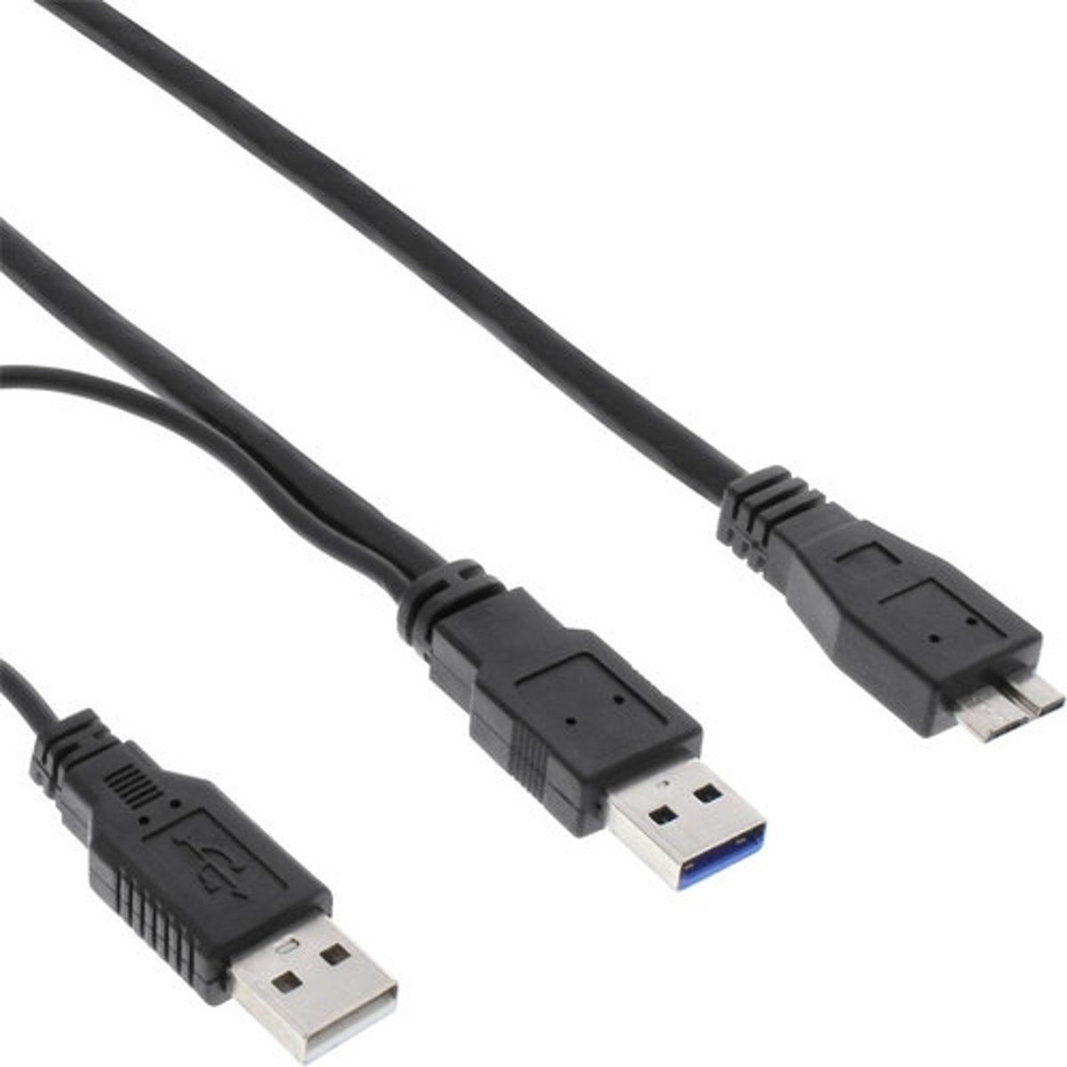 InLine 35405Y USB-kabel 0,5 m 3.2 Gen 1 (3.1 Gen 1) Micro-USB B 2 x USB A Zwart