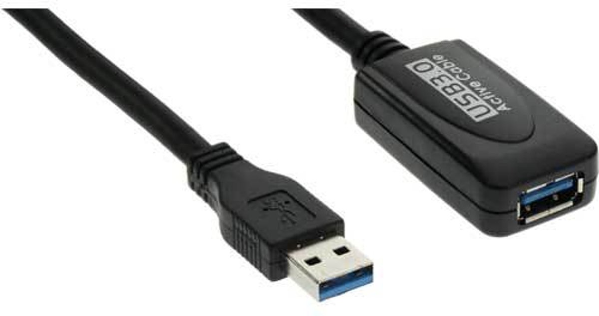 InLine 35650 5m USB A USB A Mannelijk Vrouwelijk Zwart USB-kabel