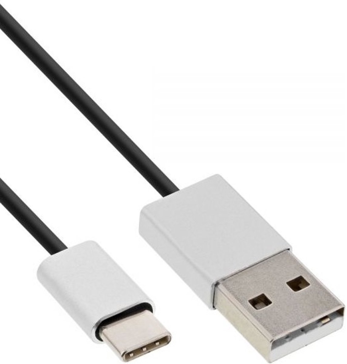 InLine 35831 1m USB C USB A Mannelijk Mannelijk Aluminium, Zwart USB-kabel