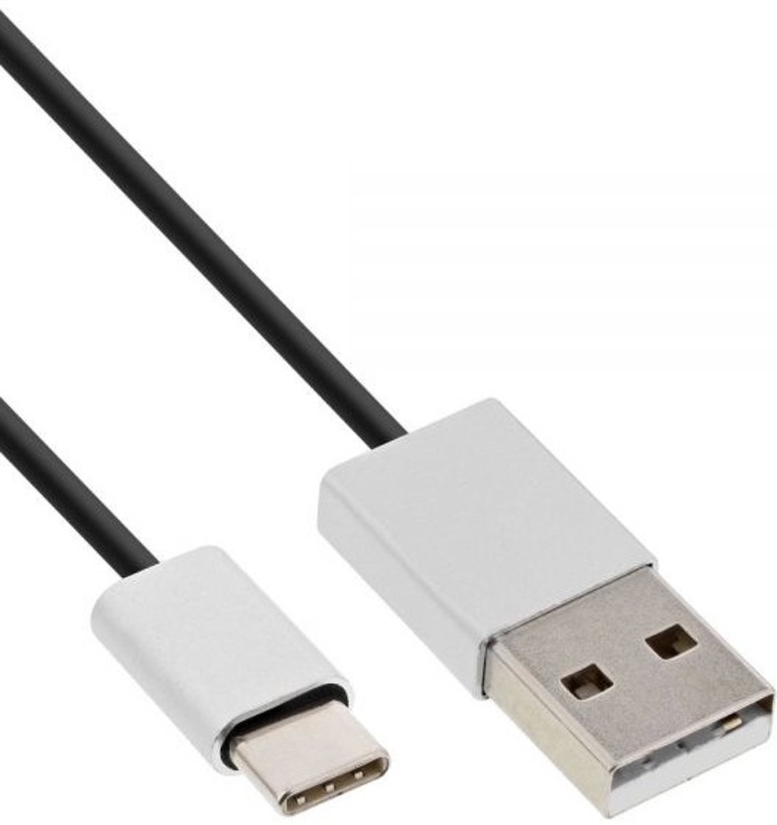 InLine 35836 0.5m USB A USB C Mannelijk Mannelijk Aluminium, Zwart USB-kabel