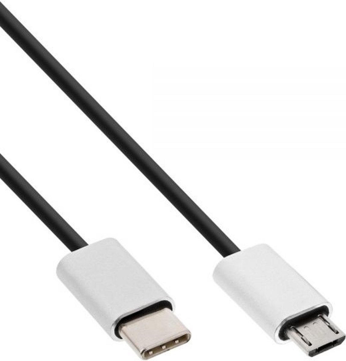 InLine 35841 1m USB C Micro-USB B Mannelijk Mannelijk Aluminium, Zwart USB-kabel