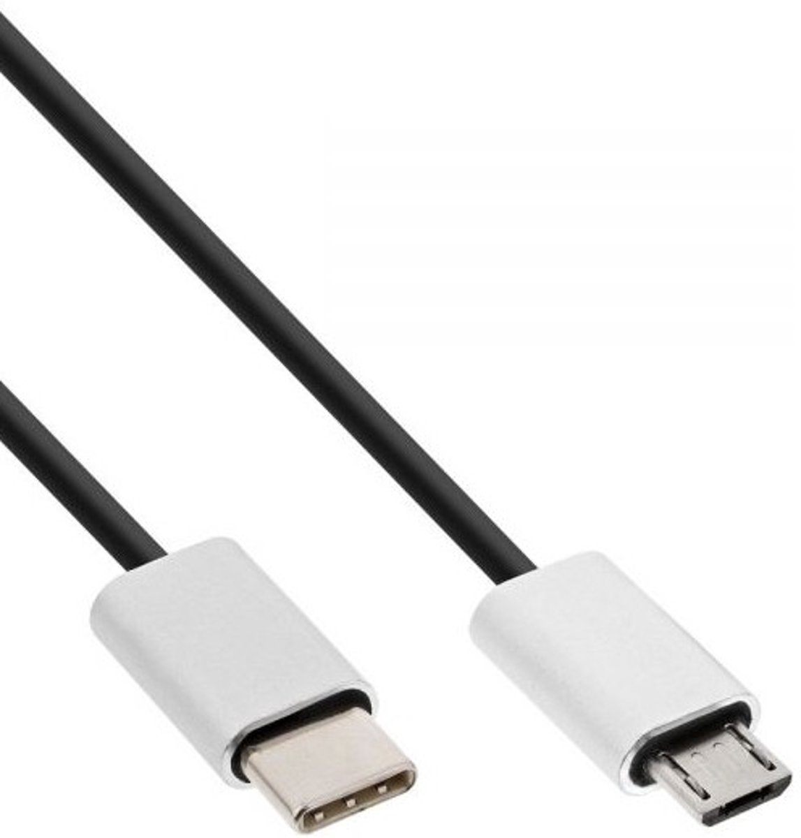 InLine 35842 2m USB C Micro-USB B Mannelijk Mannelijk Aluminium, Zwart USB-kabel