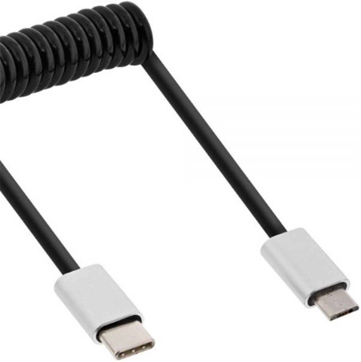 InLine 35866 0.5m USB C Micro-USB B Mannelijk Mannelijk Aluminium, Zwart USB-kabel