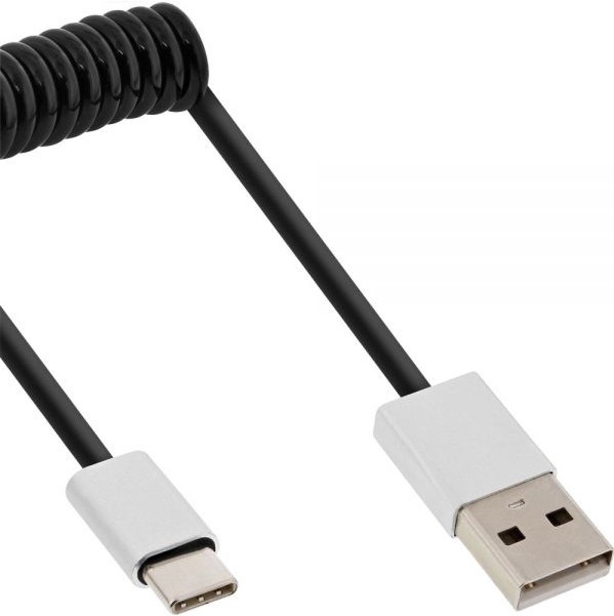 InLine 35871 1m USB A USB C Mannelijk Mannelijk Aluminium, Zwart USB-kabel