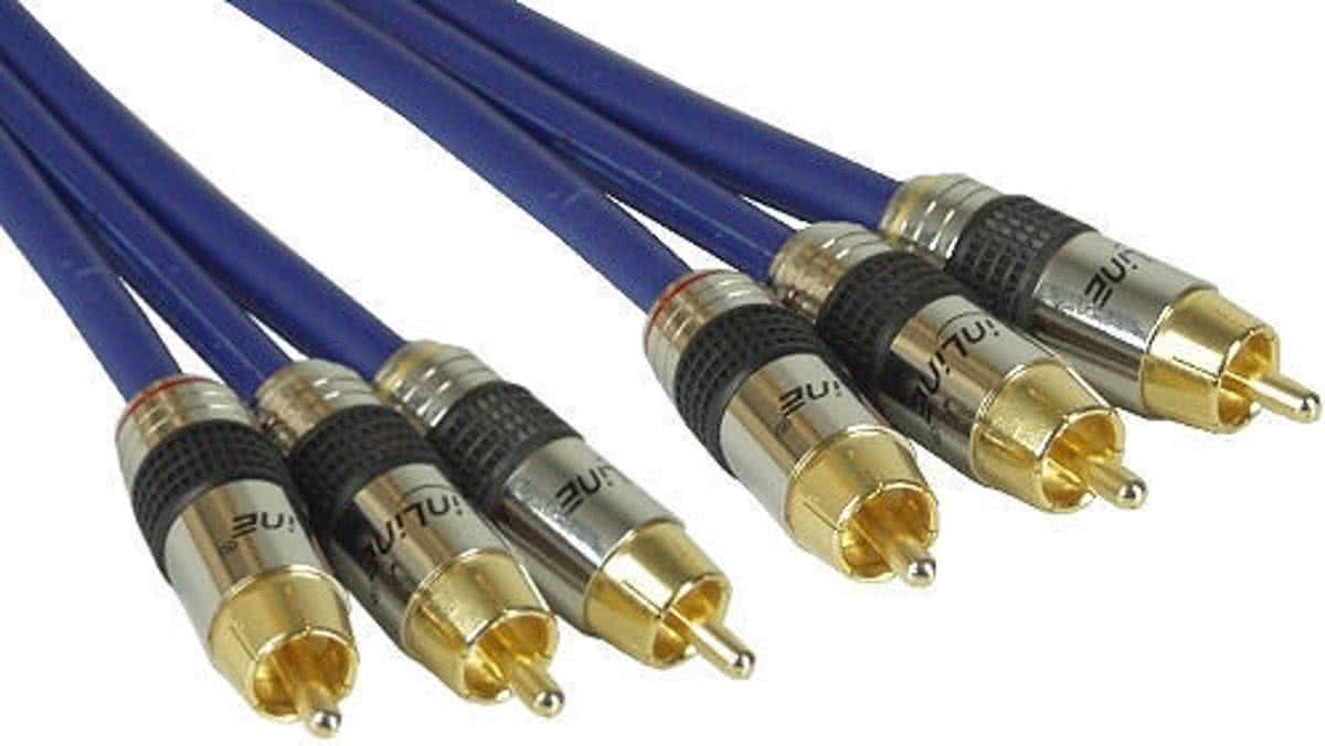 InLine 89601P 1m 3 x RCA Blauw composiet videokabels