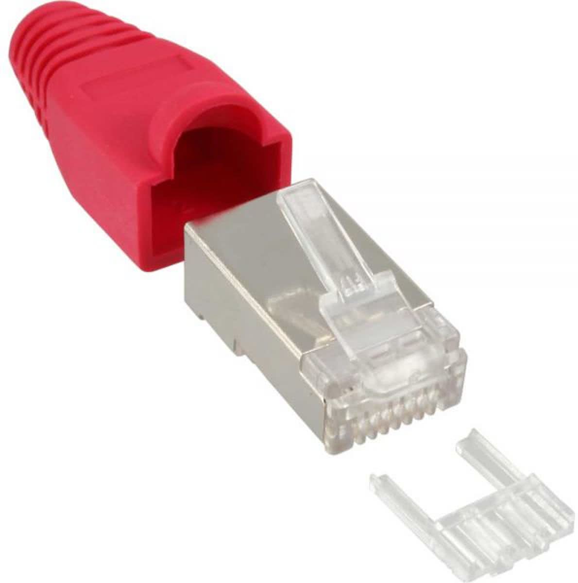 InLine Easy-Use RJ45 krimp connectoren voor CAT6 F/UTP patch kabel - 10 stuks / rood