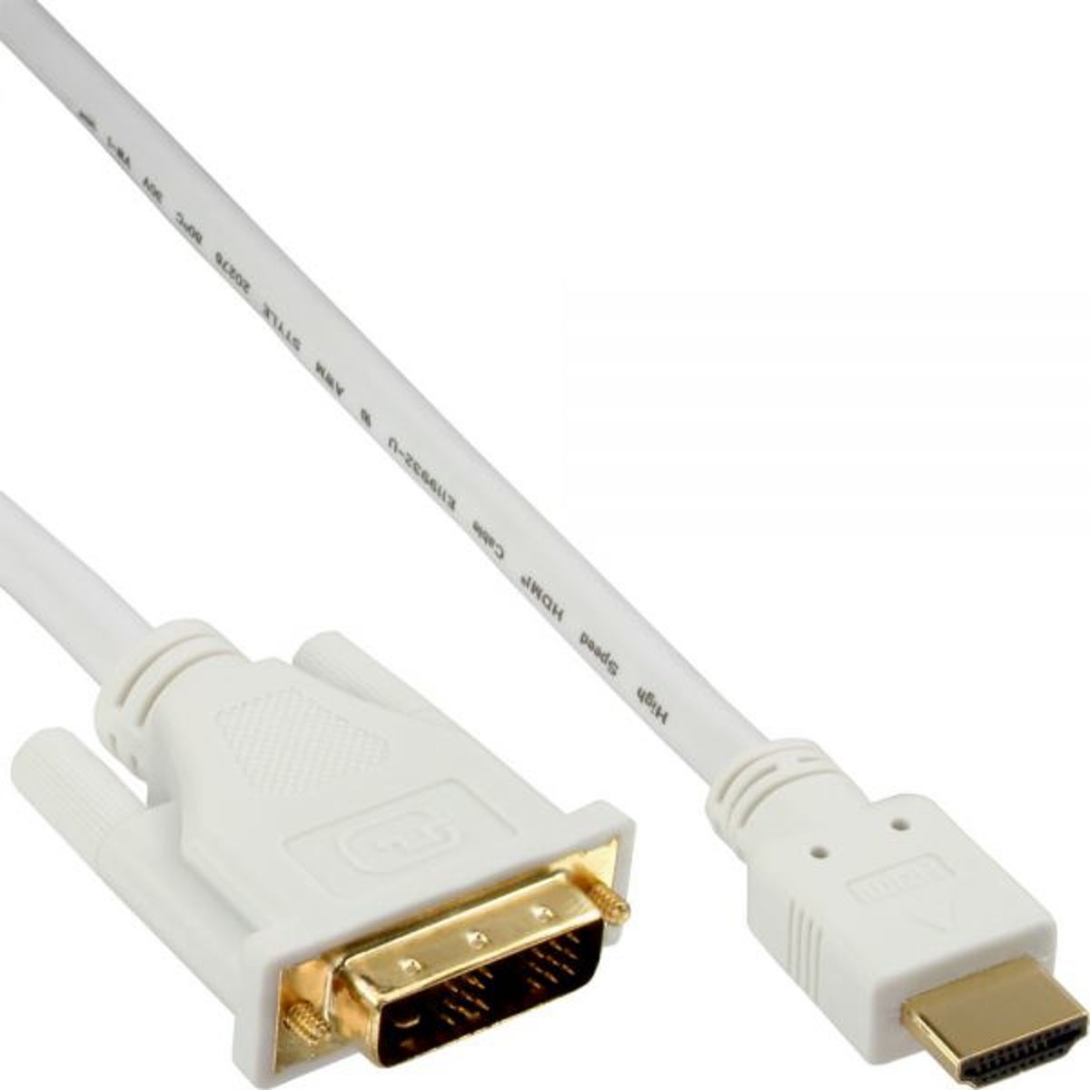 InLine HDMI - DVI kabel - wit (18+1p DVI) - 1 meter