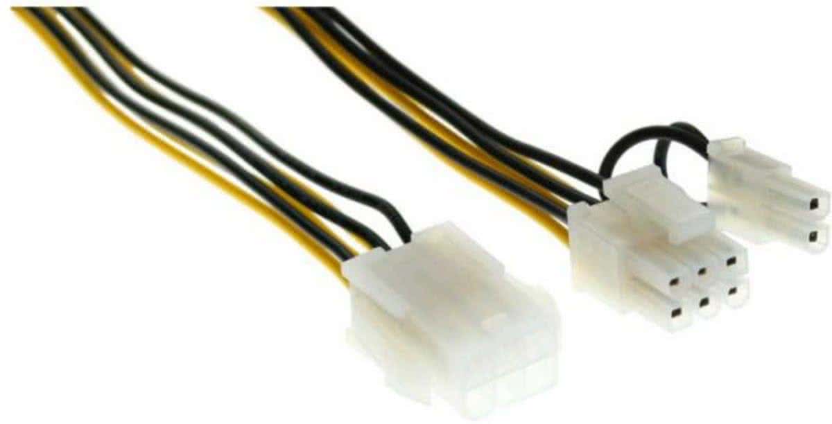 InLine PCIe 6-pins (v) - PCIe 6+2-pins (m) voedingsadapter - 0,10 meter