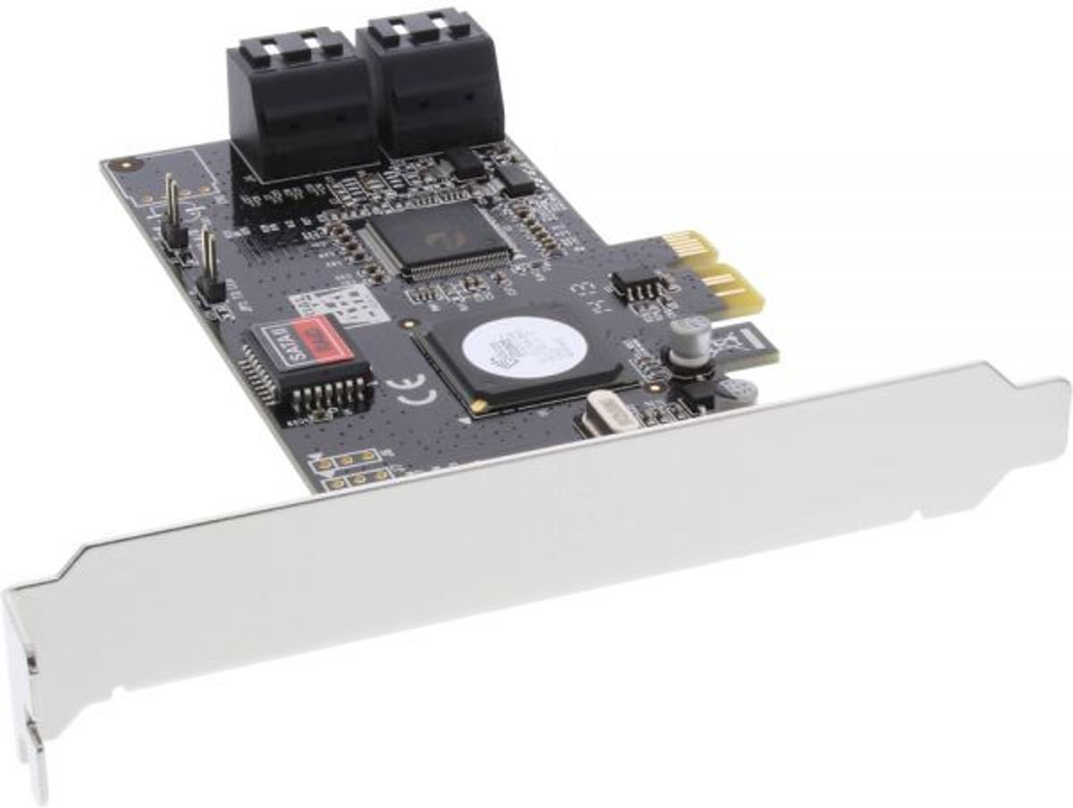 InLine PCIe kaart - 4x SATA300 + RAID + Low-profile bracket