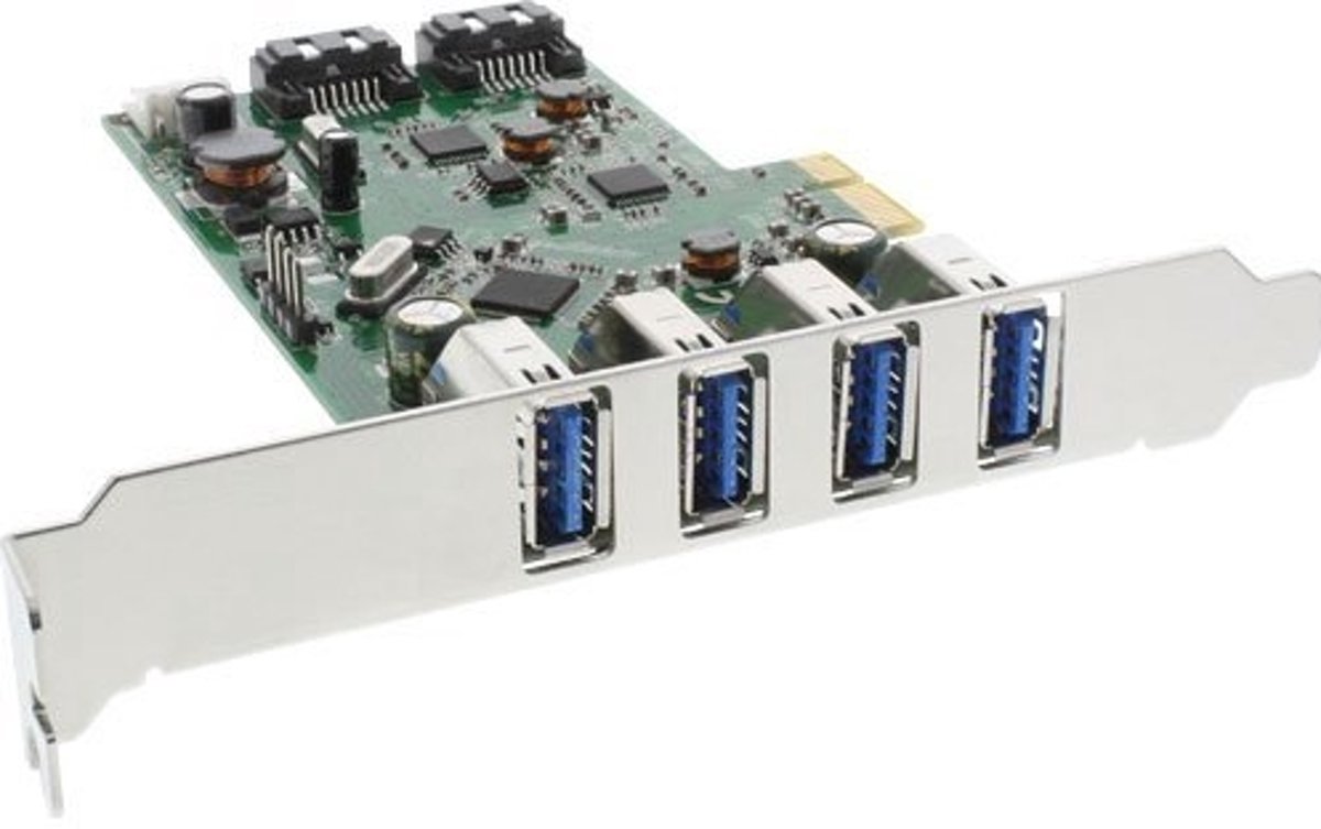 InLine PCIe kaart - 4x USB3.0 + 2x SATA600