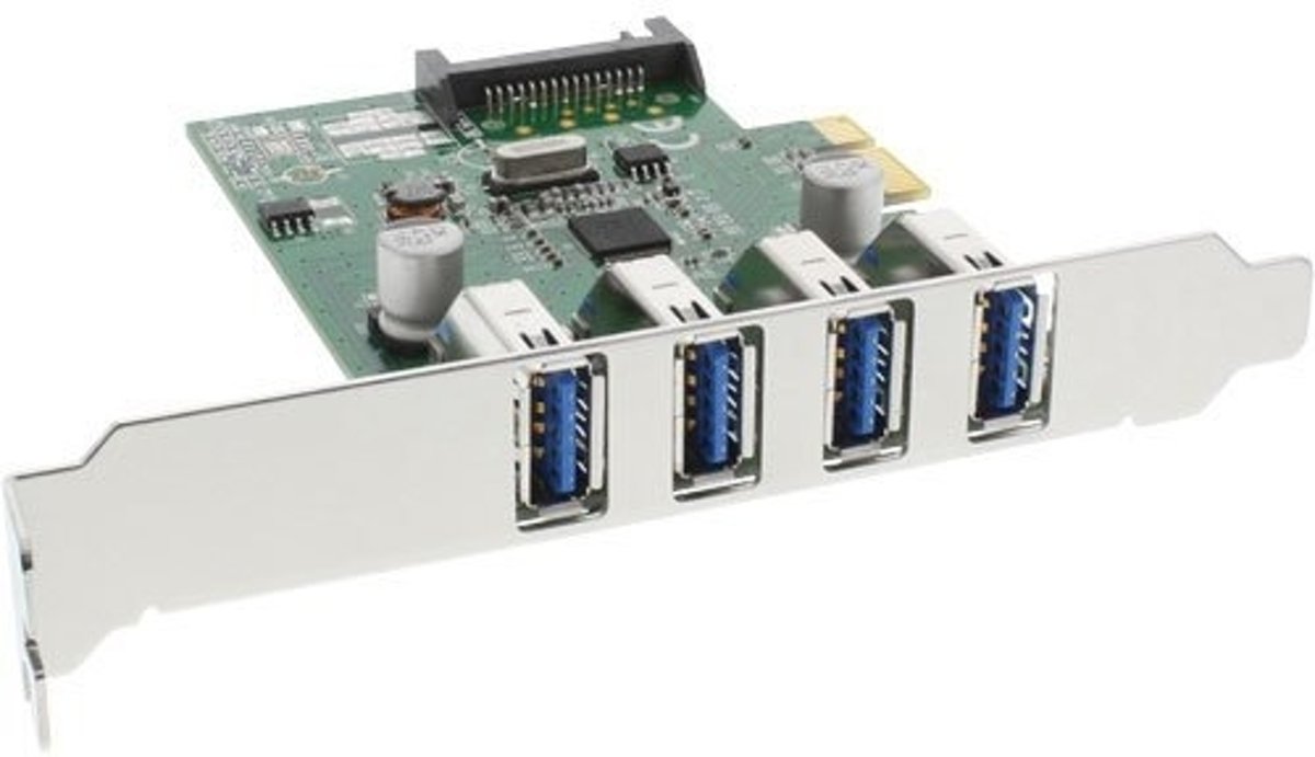 InLine PCIe kaart - 4x USB3.0 met SATA-voeding