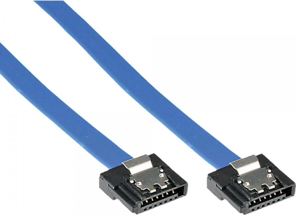 InLine SATA kabel plat 6 Gb/s - blauw - 0,15 meter