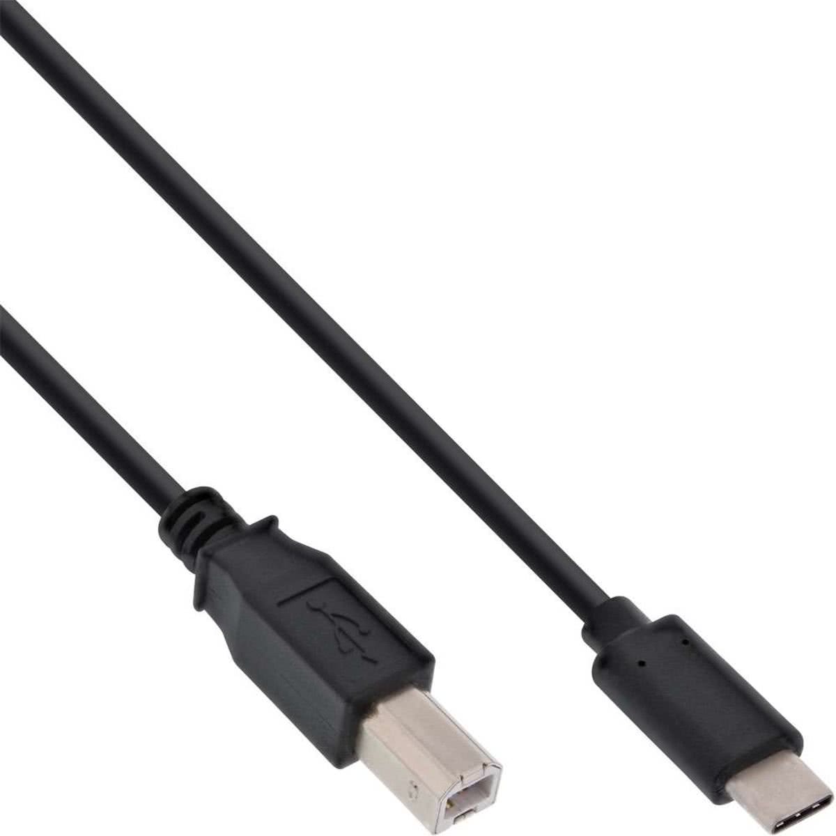 InLine USB C/USB B, 0.5 m 0.5m USB C USB B Mannelijk Mannelijk Zwart USB-kabel