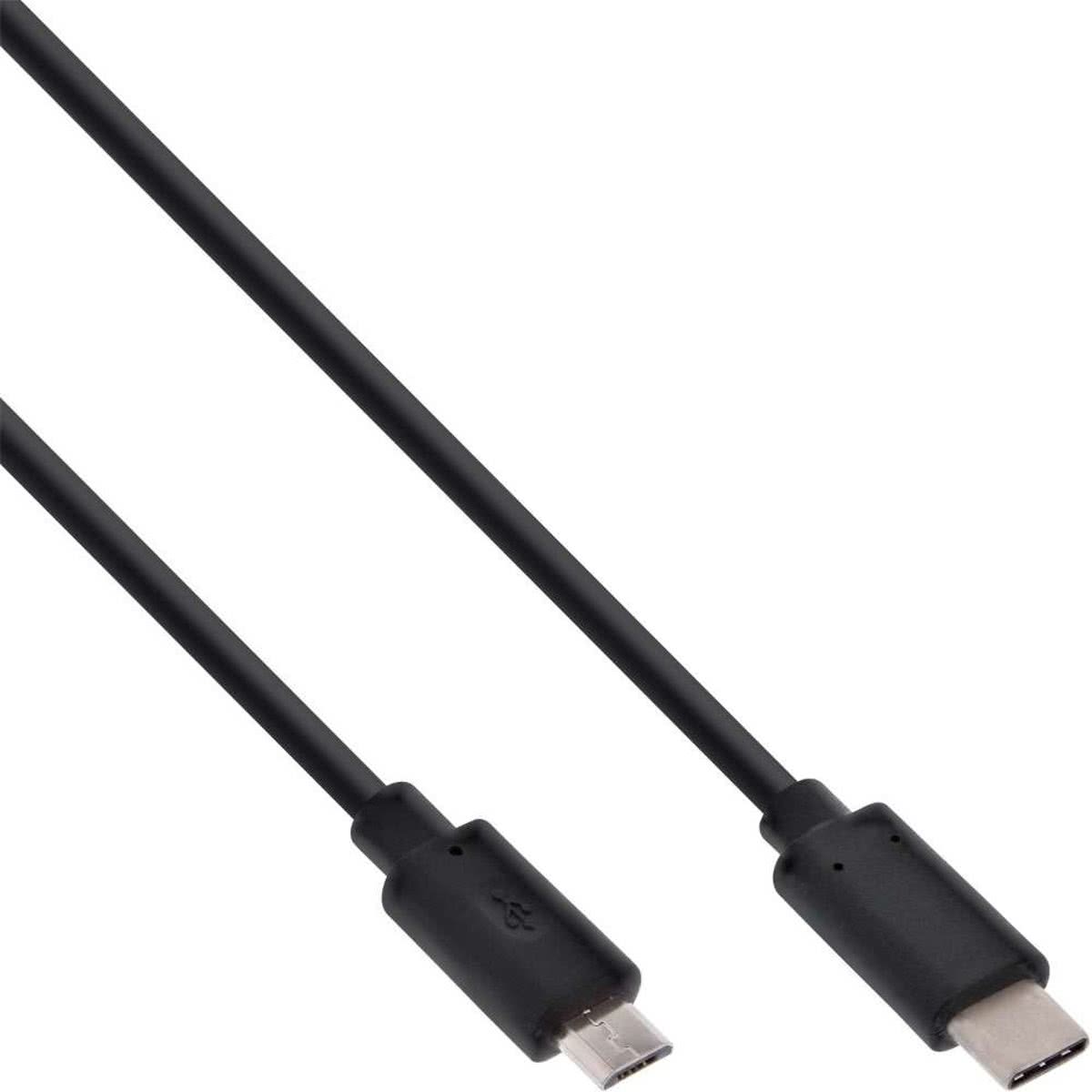 InLine USB C/USB Micro-B, 0.5 m 0.5m USB C Micro-USB B Mannelijk Mannelijk Zwart USB-kabel