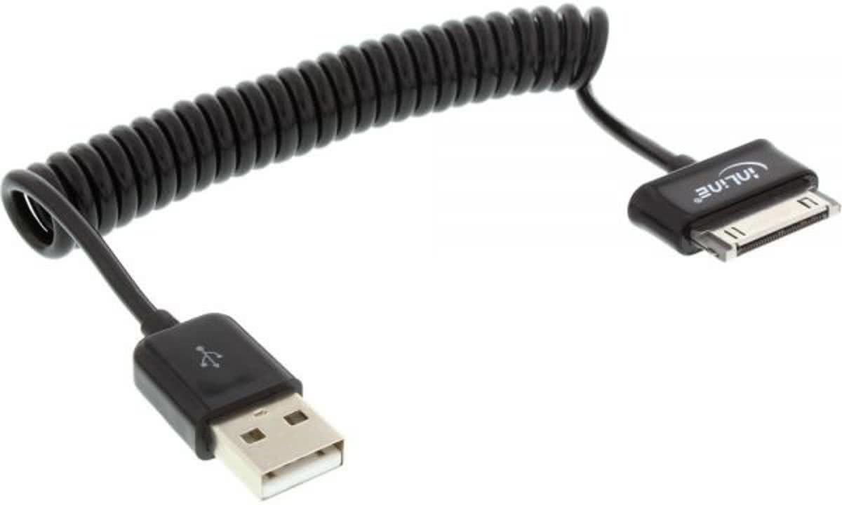 InLine USB spiraalkabel voor Samsung Galaxy Tab en Galaxy Note tablets - 1 meter