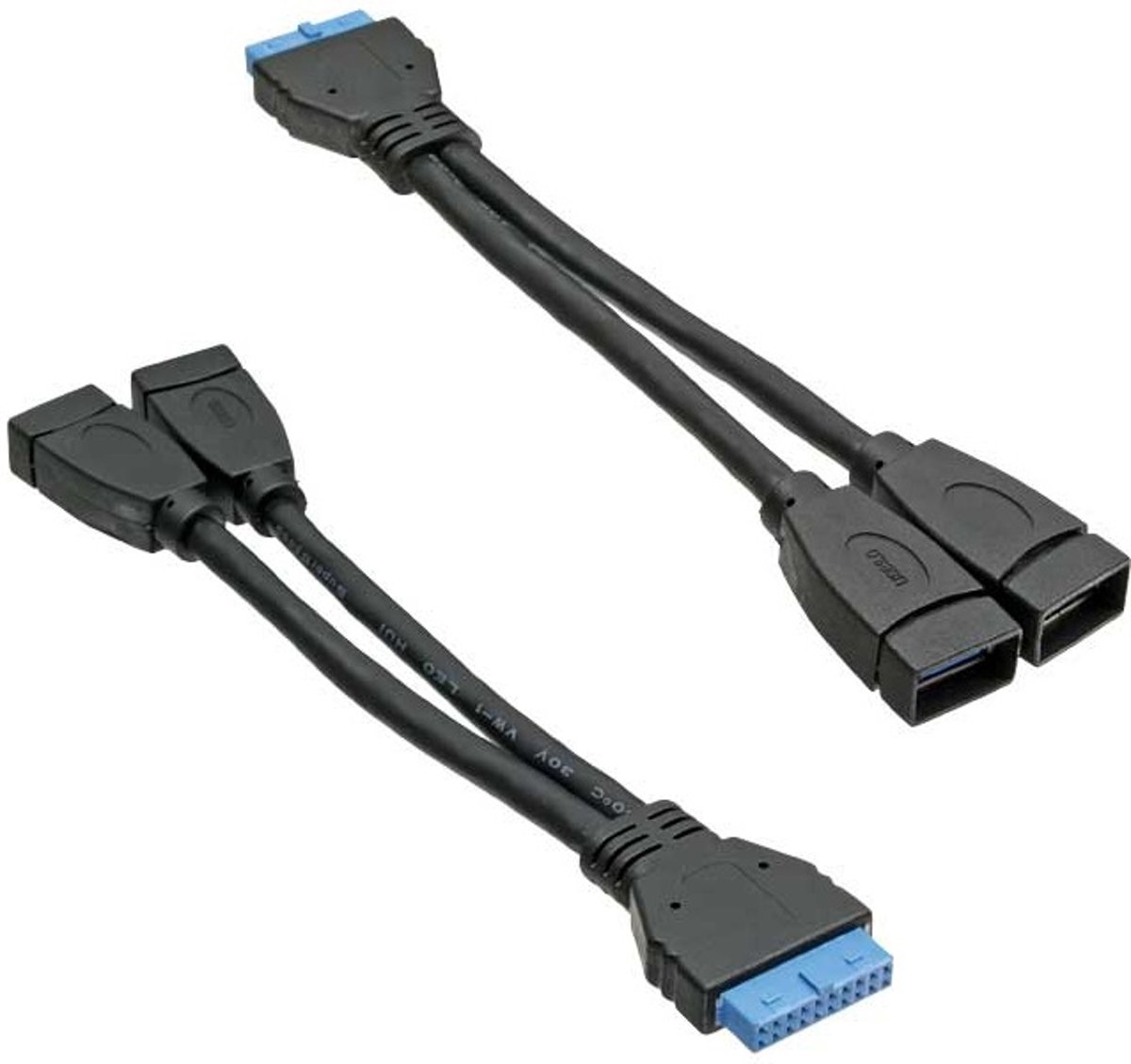 InLine USB3.0 adapter kabel 2x USB-A - Pin Header 19p - 0,15 meter