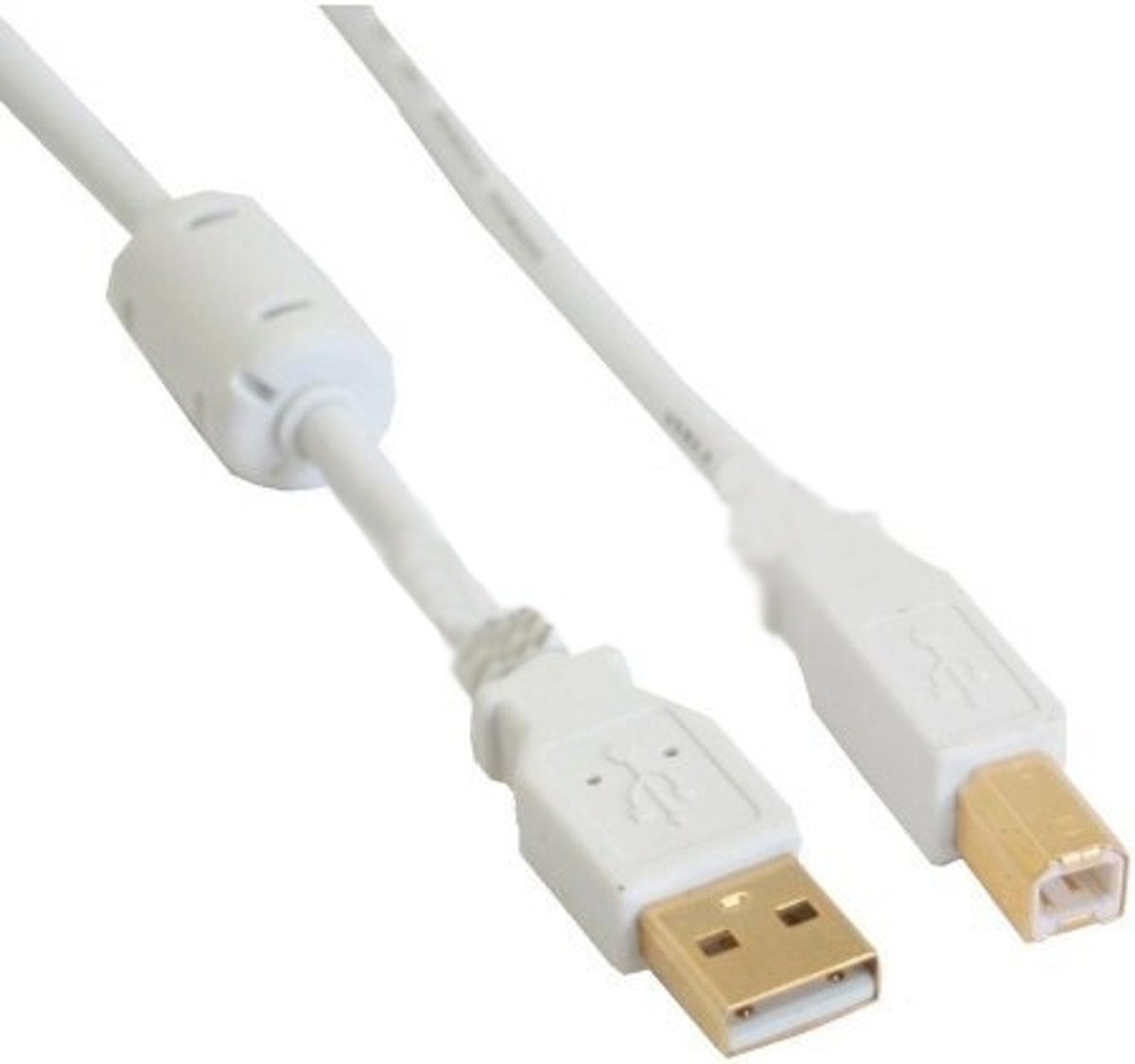 Witte USB2.0 kabel USB-A-USB-B met vergulde contacten - 0,50 meter