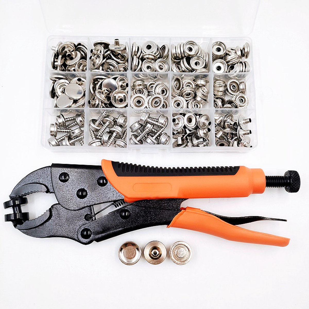 Set van 60 roestvrijstalen drukknopen