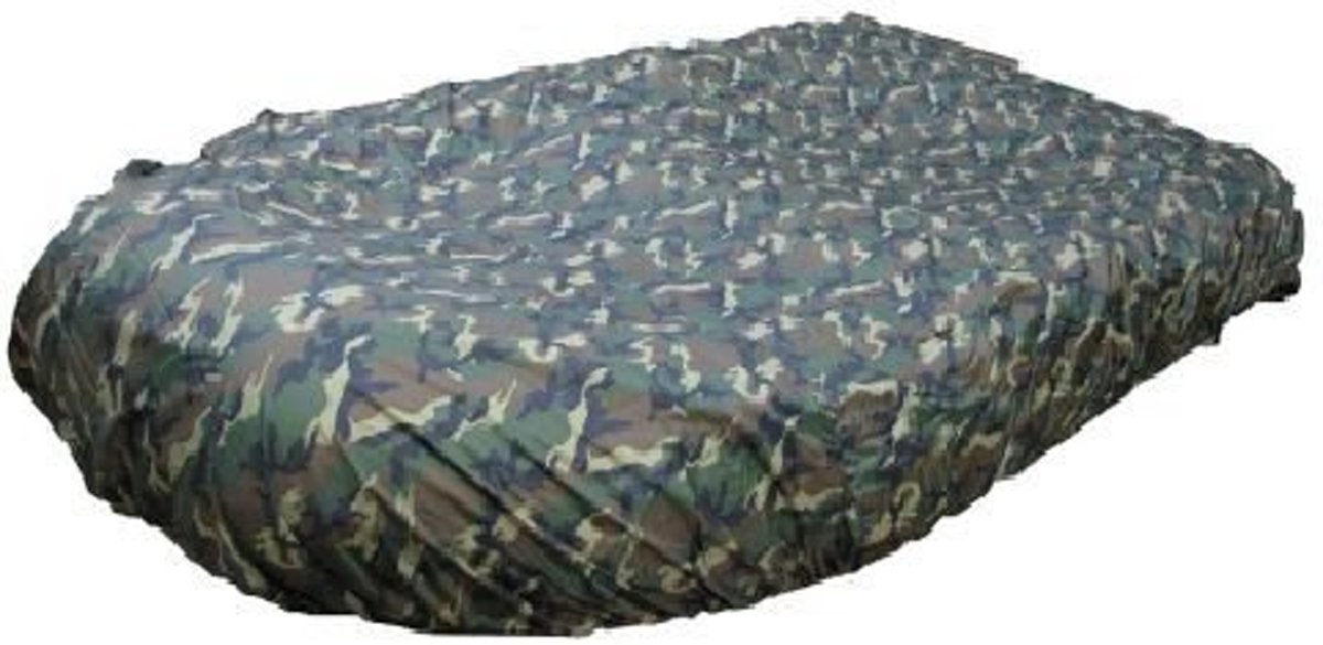 Rubberboothoes Afdekzeil 200D Camouflage - Afmeting: 370 tot 420 cm lang x 180 cm breed