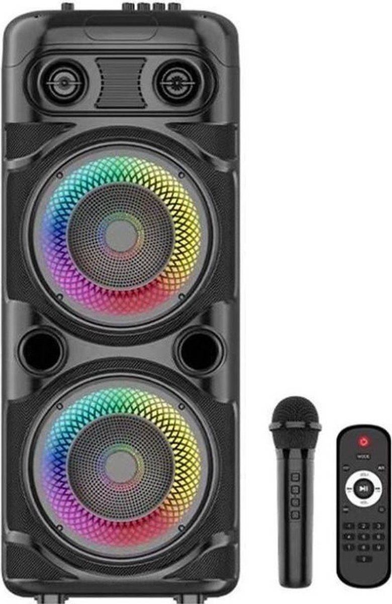 Verlichte Karaokeluidspreker - INOVALLEY - KA123-XXL - Bluetooth V5.0 - 75 cm - 900 W - Zwart