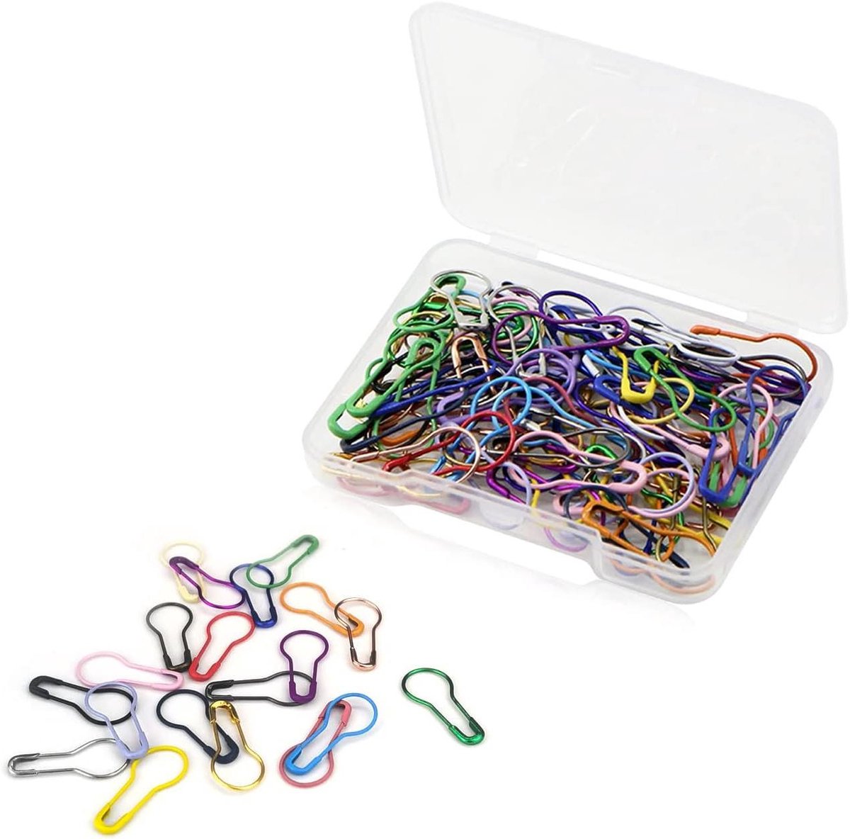   - 100 stuks kleine veiligheidsspelden met opbergdoos - kleurrijke mini-peervormige pinnen voor kleding naaien . -  